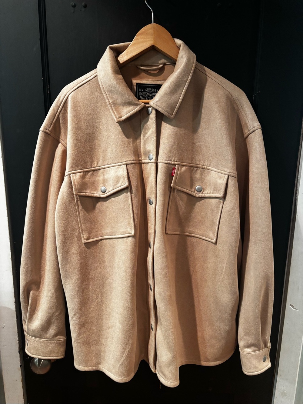 Levi’s Faux Suede Shirt Jacket XL Tan Snap and Zip Front Overshirt Shacket